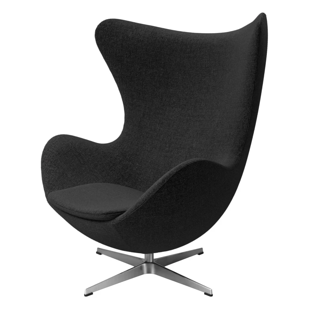 Fritz Hansen Fauteuil lounge Egg, aluminium poli satiné