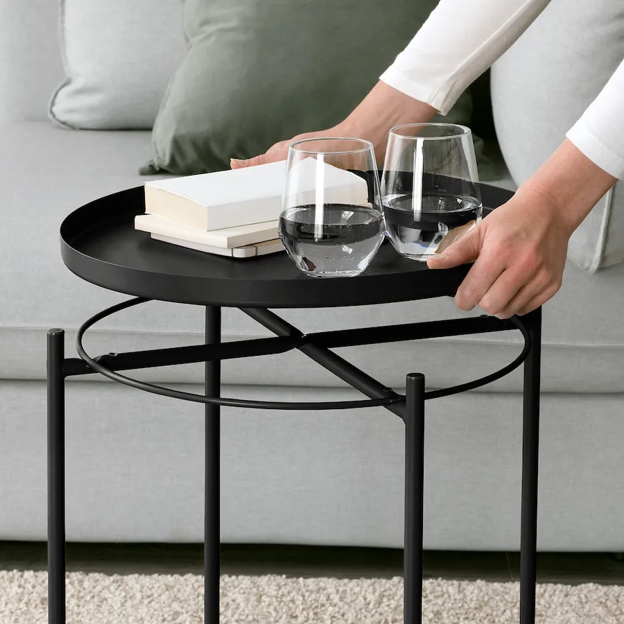 Table plateau Ikea Gladom noir 45x53 cm