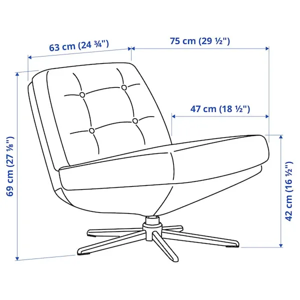 dimension fauteuil pivotant DYVLINGE Ikea