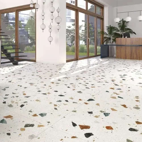 superbe carrelage imitation Terrazo dans un salon moderne