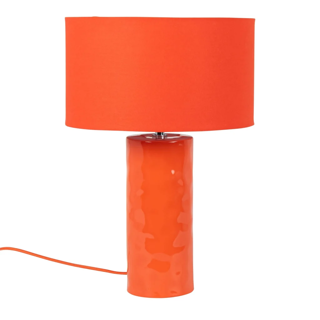 Navarrane - Lampe en céramique orange et abat-jour en tissu orange - maison du monde